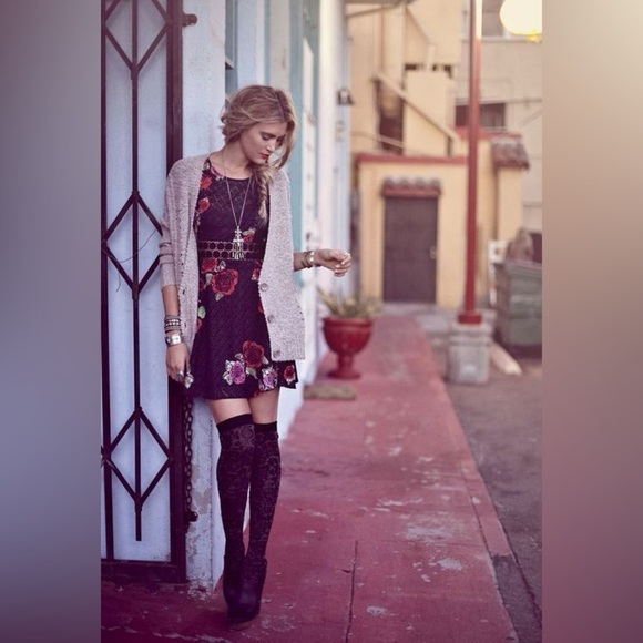 Free People Black Floral Mini Dress - Picture 4 of 10